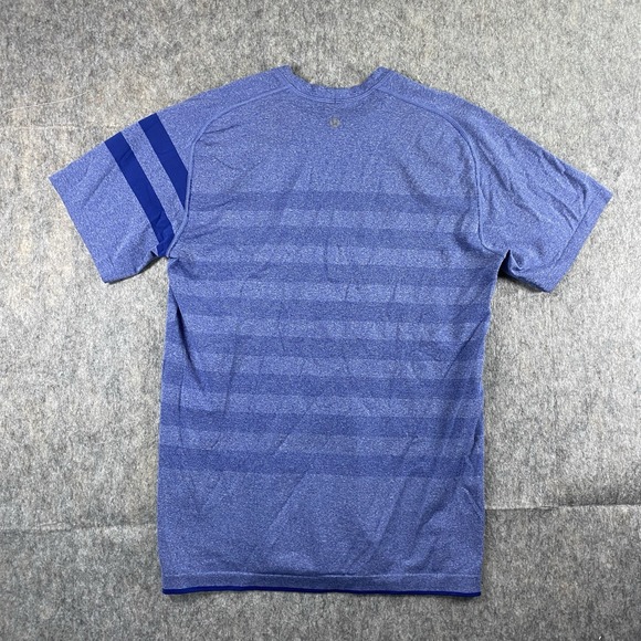 Lululemon Metal Vent Tech T-Shirt Men's Small Blue Stretch Gym Train Striped - Picture 9 of 10